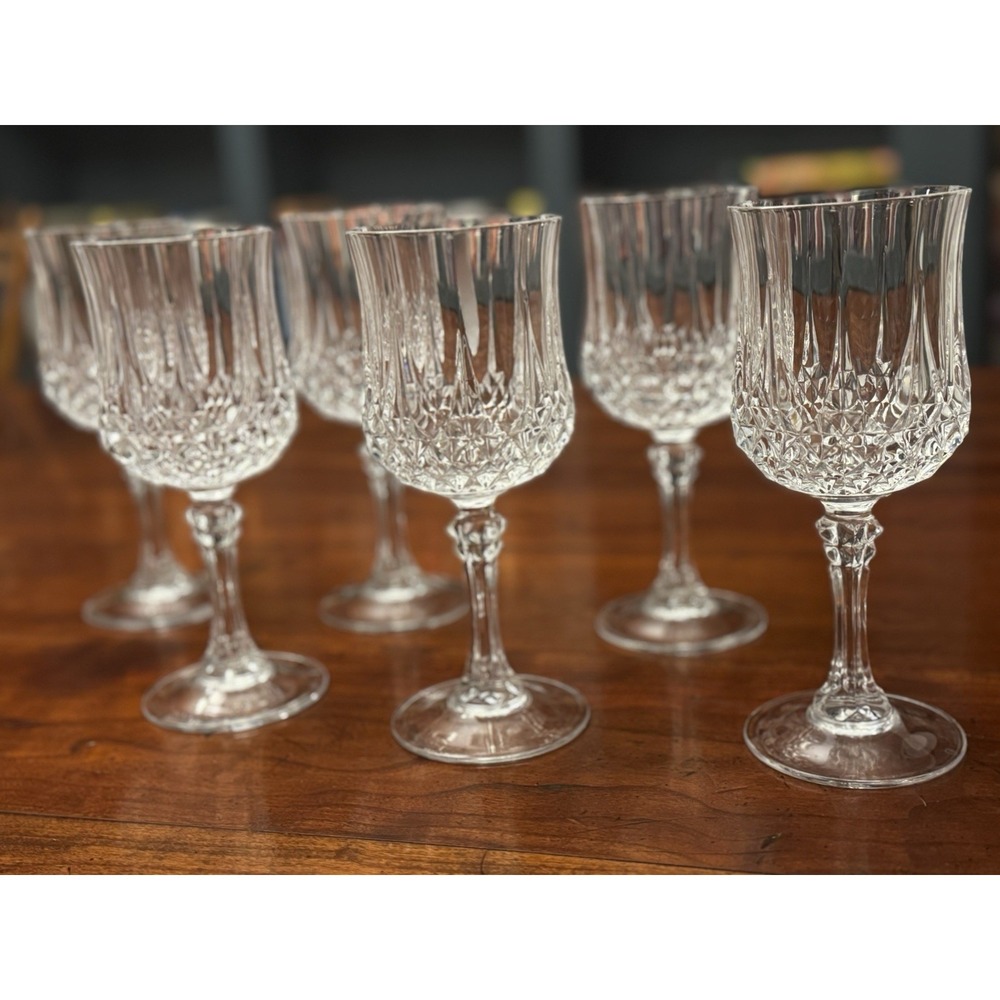 8 Cristal D'Arques Longchamp Wine Glasses New In Box - Picture 3 of 5